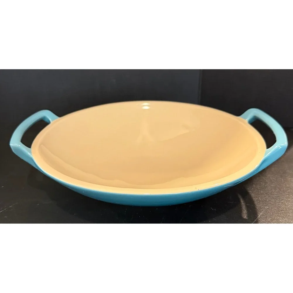 Le Creuset Mini Wok Stoneware Dish Caribbean Blue Handles